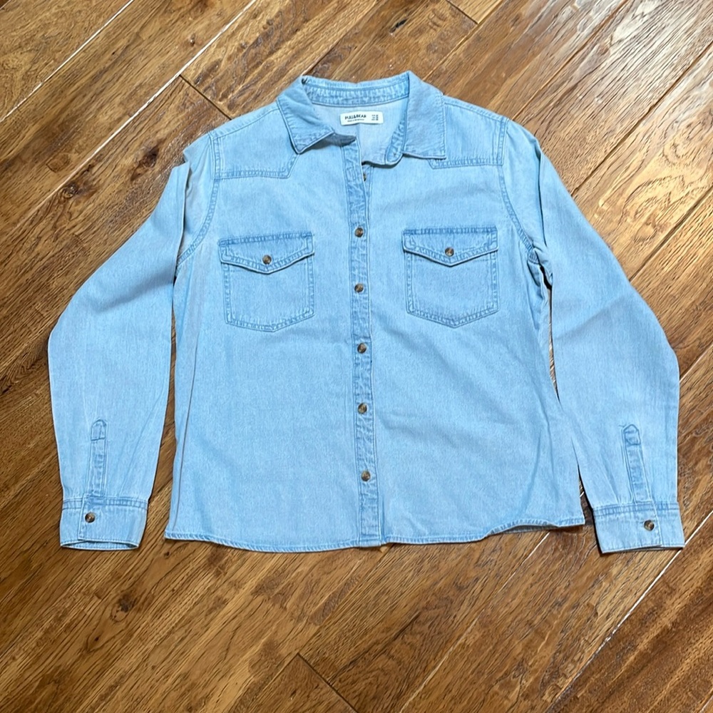 Pull & Bear Denim Button Down Shirt - image 1